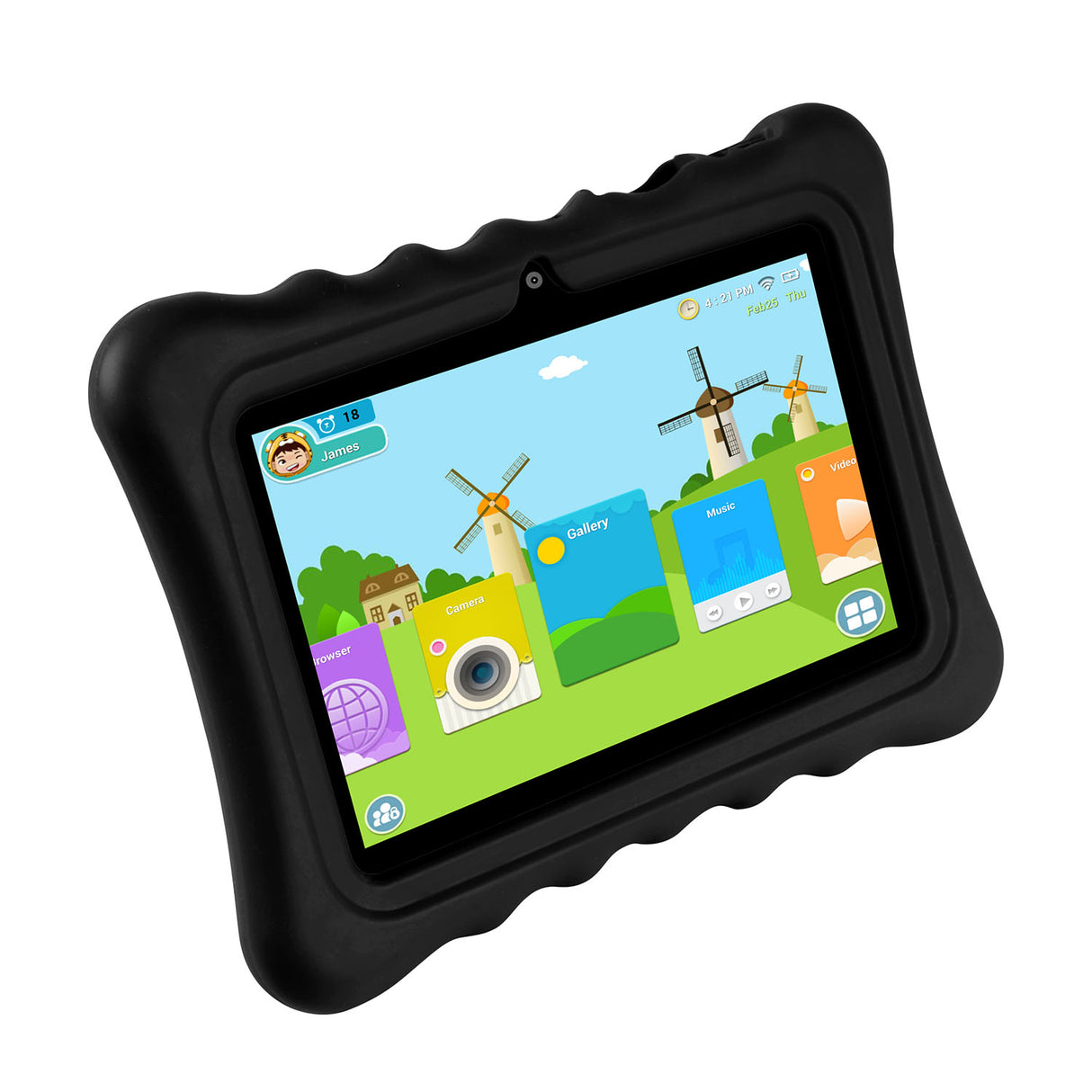 Shock-resistant Silicone Snap-on Case with Stand for 7” Tablets - Black