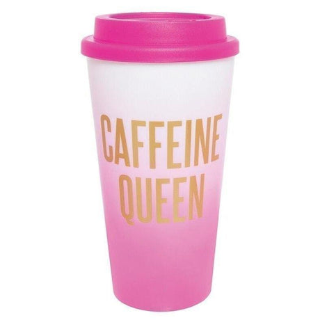 Caffeine Queen Travel Tumbler | Pink Gradient | Holds 16 oz. by The Bullish Store - Vysn