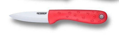 CERAMIC KNIFE: Red soft touch handle; White Ceramic Blade ... 3" Blade by Peterson Housewares & Artwares - Vysn