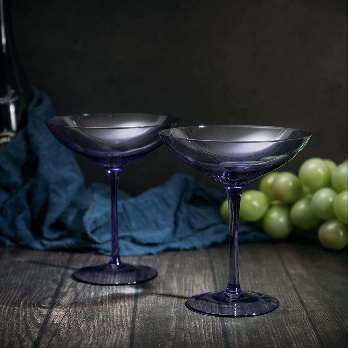 Champagne Coupes 12oz by The Wine Savant - Colorful Champagne Glasses, Prosecco, Mimosa Glasses Set, Cocktail Glass Set, Bar Glassware Luster Glasses (2, Lavender) by The Wine Savant - Vysn