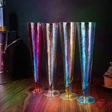 Champagne Flutes, Iridescent Crystal Glass, Holiday Iridescent Champagne Flutes - Set of 4 - 10" Stemmed Champagne Flute Romantic Toasting Colored Glasses, Mimosa Glassware, Weddings - 8 oz Capacity by The Wine Savant - Vysn