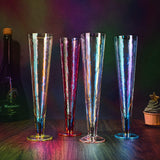 Champagne Flutes, Iridescent Crystal Glass, Holiday Iridescent Champagne Flutes - Set of 4 - 10" Stemmed Champagne Flute Romantic Toasting Colored Glasses, Mimosa Glassware, Weddings - 8 oz Capacity by The Wine Savant - Vysn