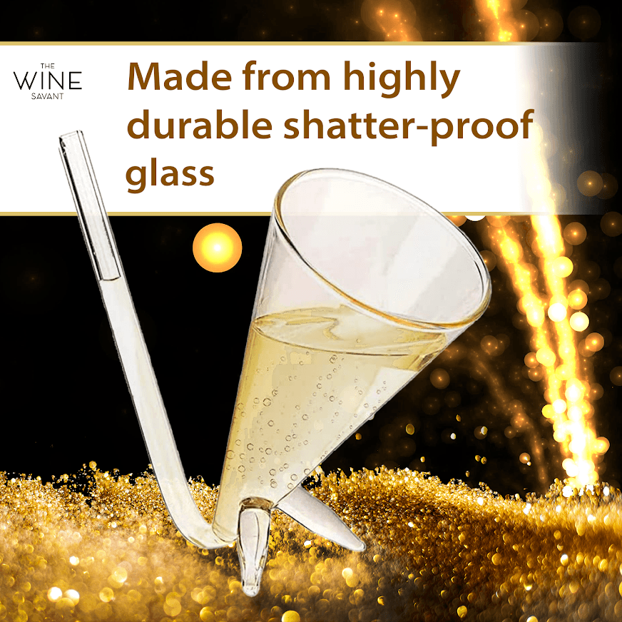 Champagne Shooter - Chug Flutes Guzzler Glasses Unique Gifts for Bachelorette Party Favors & White Elephant Gifts, Drinking Games, Self Standing - Prosecco & More Bong Style, Reusable Acrylic 2pk by The Wine Savant - Vysn