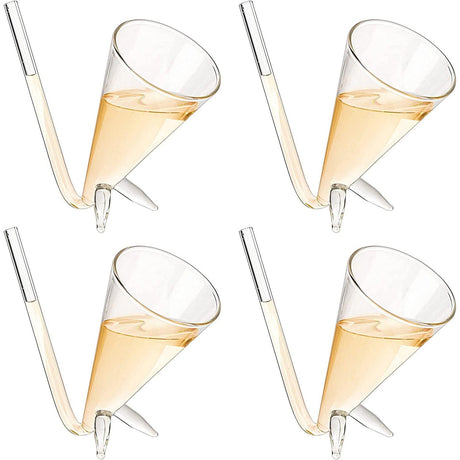 Champagne Shooter - Chug Flutes Guzzler Glasses Unique Gifts for Bachelorette Party Favors & White Elephant Gifts, Drinking Games, Self Standing - Prosecco & More Bong Style, Reusable Acrylic 4pk by The Wine Savant - Vysn