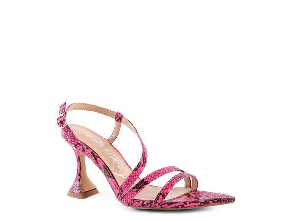 Cherry Tart Snake Print Spool Heel Sandals by Blak Wardrob - Vysn