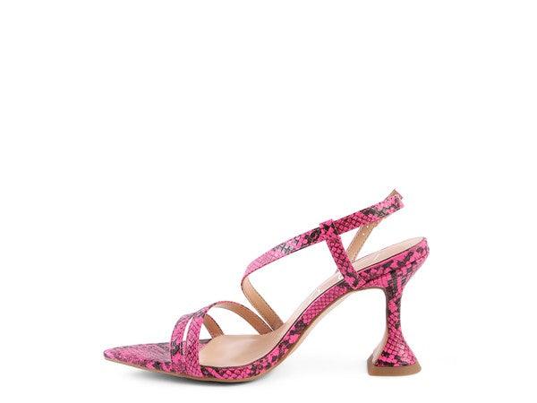 Cherry Tart Snake Print Spool Heel Sandals by Blak Wardrob - Vysn