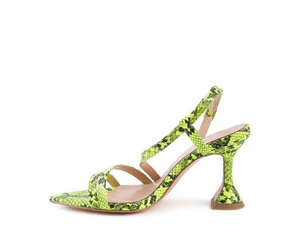 Cherry Tart Snake Print Spool Heel Sandals by Blak Wardrob - Vysn