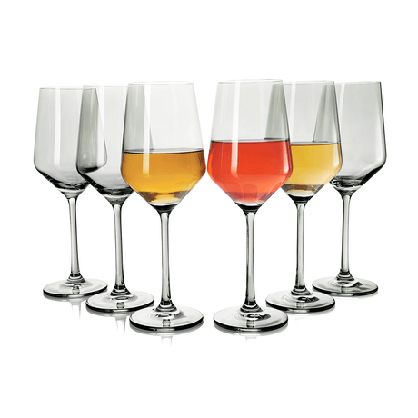 Colored Wine Glass Set, 12oz Glasses Set of 6 Baby Shower Gender Reveal Boy or Girl Decor Baby Announcement Unique Italian Style Tall Stemmed for White & Red Wine Elegant Glassware (Smoke Grey) by The Wine Savant - Vysn