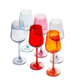 Colored Wine Glass Set, Large 12 oz Glasses Set of 6, Unique Italian Style Tall Stemmed for White& Red Wine, Water, Margarita Glasses, Color Tumbler, Gifts, Viral Beautiful Glassware - Dinner Party by The Wine Savant - Vysn