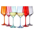 Colored Wine Glass Set, Large 12 oz Glasses Set of 6, Unique Italian Style Tall Stemmed for White& Red Wine, Water, Margarita Glasses, Color Tumbler, Gifts, Viral Beautiful Glassware - Dinner Party by The Wine Savant - Vysn