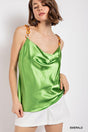 Cowl neck satin camisole with chain strap - Vysn