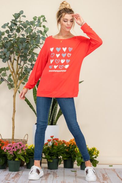 Celeste Full Size Heart Graphic Long Sleeve T-Shirt