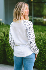 Leopard Round Neck Long Sleeve T-Shirt