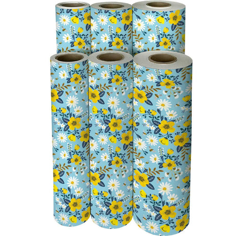 Daisies & Bees Floral Gift Wrap by Present Paper - Vysn