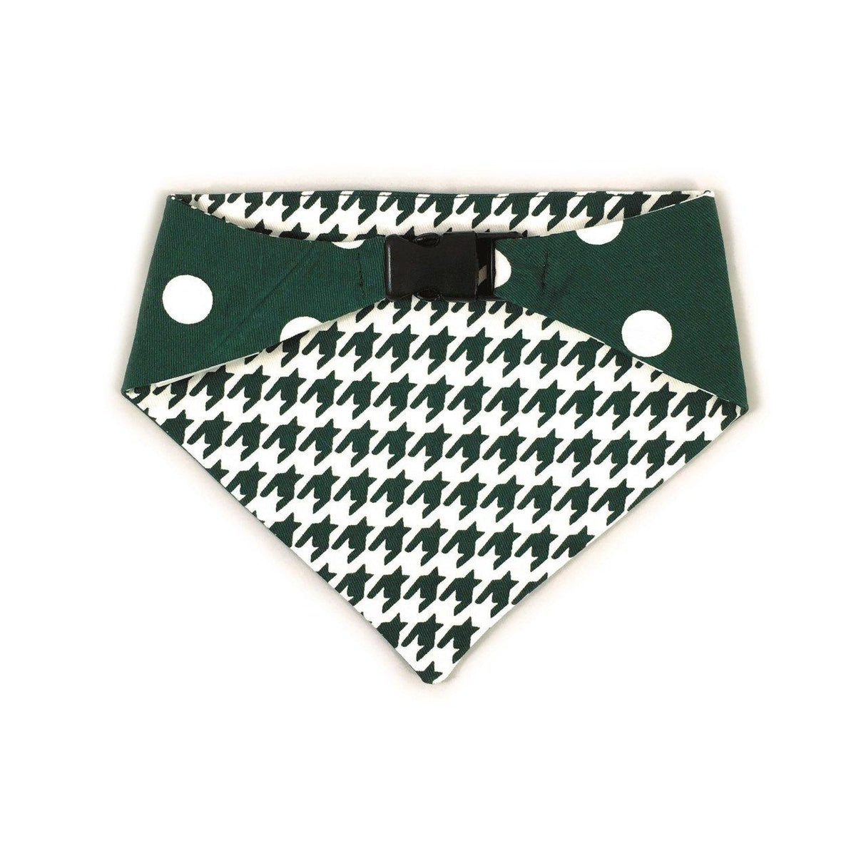 Dark Green Houndstooth Reversible Dog Bandana by Uptown Pups - Vysn