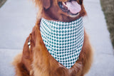 Dark Green Houndstooth Reversible Dog Bandana by Uptown Pups - Vysn