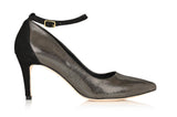 Destiny Striped Gold/Black Suede by Joan Oloff Shoes - Vysn