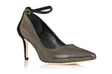 Destiny Striped Gold/Black Suede by Joan Oloff Shoes - Vysn