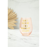 Don't Rush Me, I'm a Woman Of Leisure Stemless Wine Glass in Rose and Gold by The Bullish Store - Vysn