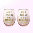 Don't Rush Me, I'm a Woman Of Leisure Stemless Wine Glass in Rose and Gold | 20 0z. | Set of 2 by The Bullish Store - Vysn