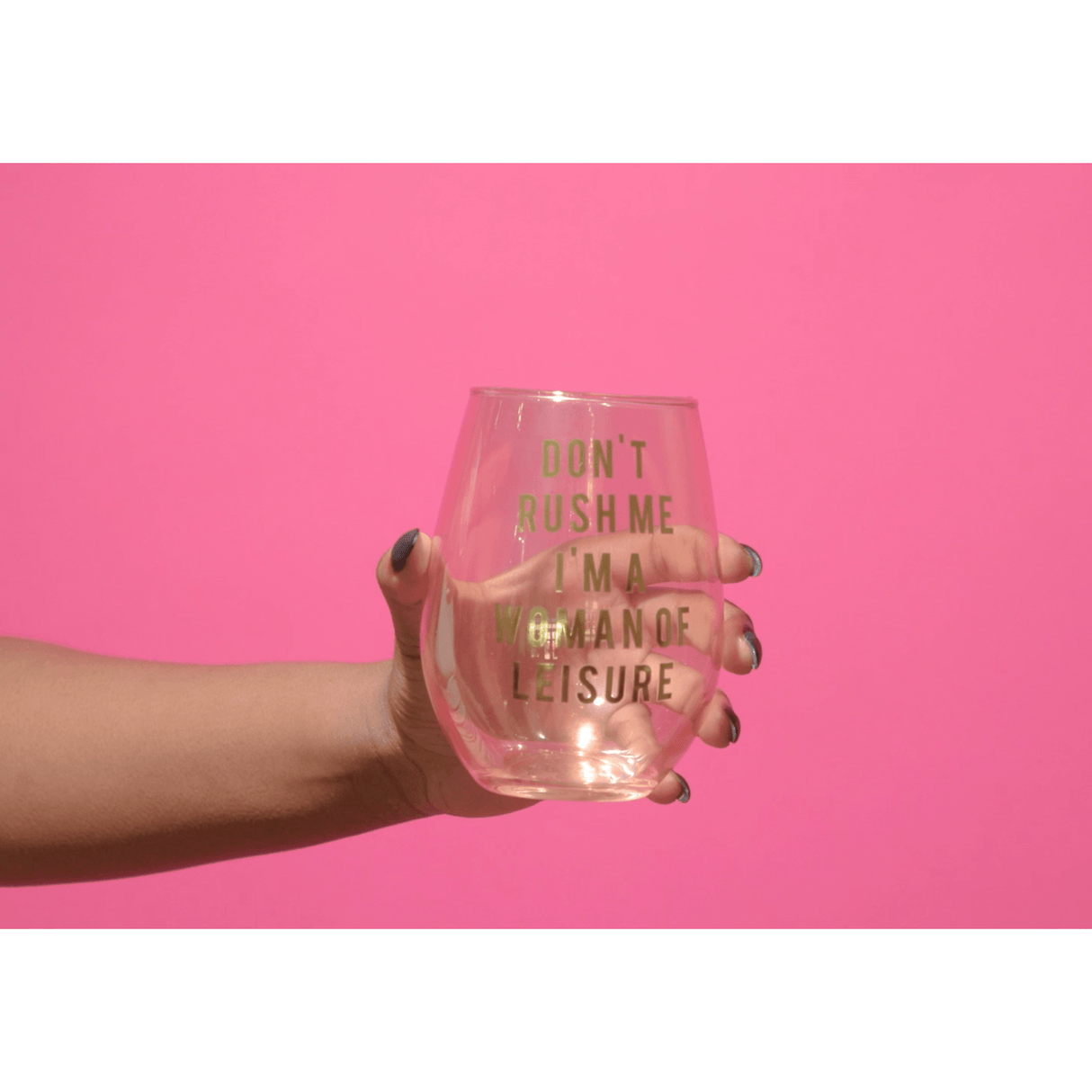 Don't Rush Me, I'm a Woman Of Leisure Stemless Wine Glass in Rose and Gold | 20 0z. | Set of 2 by The Bullish Store - Vysn