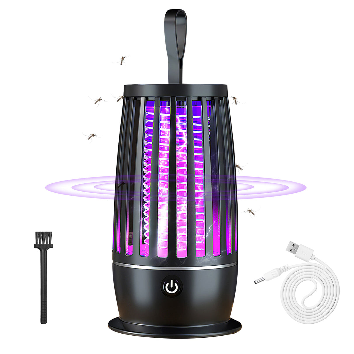 Rechargeable Mosquito Killer Lamp Bug Zapper with Night Light Strap Mosquito Catcher with Max 1615Square Feet Range UV Light for Indoor Outdoor - Black