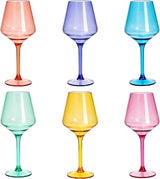 European Style Crystal, Stemmed Wine Glasses, Acrylic Glasses Tritan Drinkware, Unbreakable Colored, 6 - Set - Shatterproof BPA-free plastic, Reusable, All Purpose Glassware, Hand Wash Only 15oz by The Wine Savant - Vysn