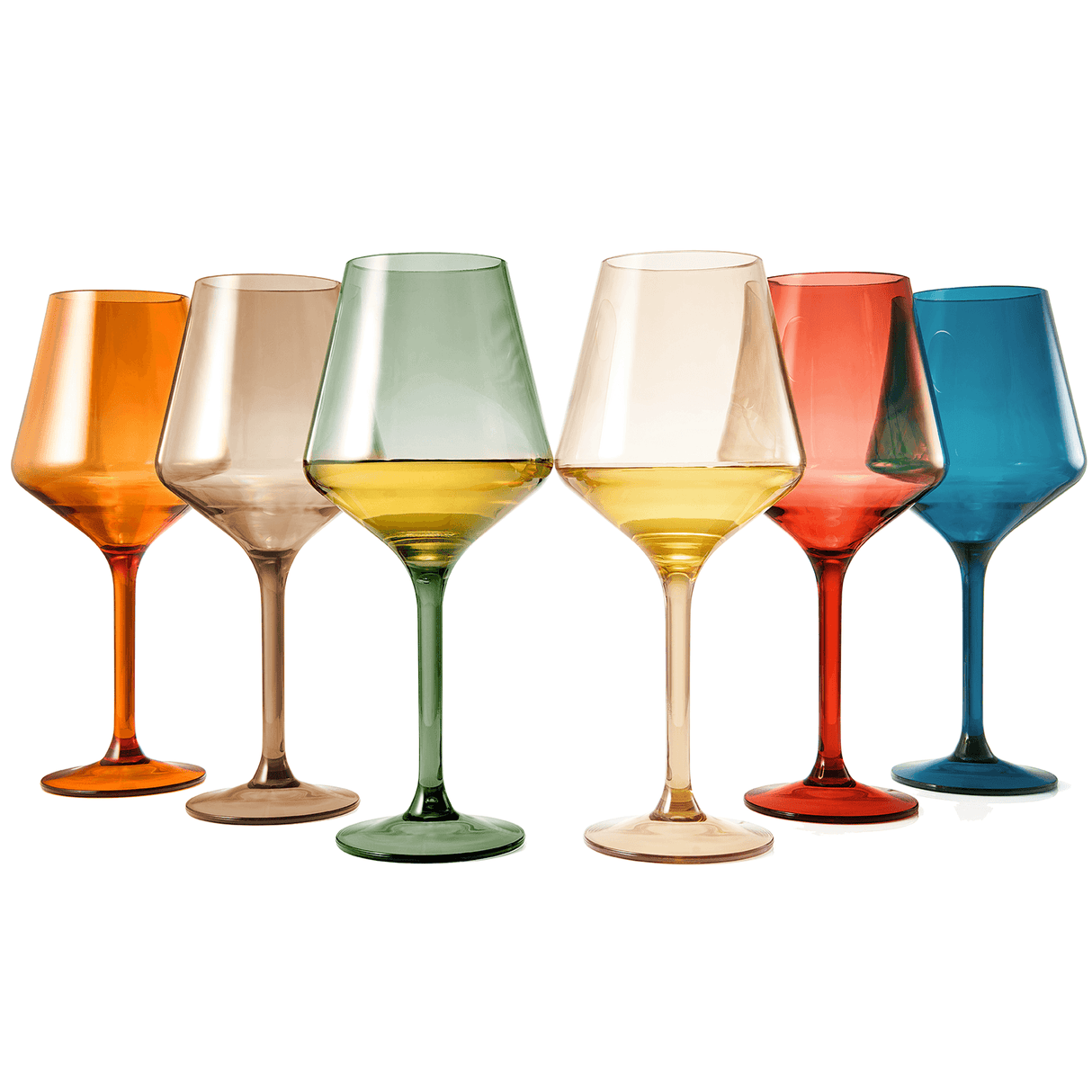 European Style Crystal, Stemmed Wine Glasses, Acrylic Glasses Tritan Drinkware, Unbreakable Muted Color | Set of 6 | Shatterproof BPA-free plastic, Reusable, All Purpose Glassware, Hand Wash Only 15oz by The Wine Savant - Vysn