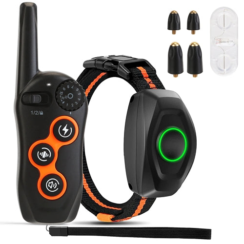 IPX7 Waterproof Dog Training Collar with Remote Rechargeable Electronic Shock Collar for Dogs Beep Vibration Shock for small Medium Large Dogs - Black