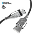 Titanium USB to USB-C Braided Cable 6ft - Vysn