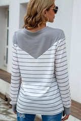 Striped Round Neck Long Sleeve T-Shirt