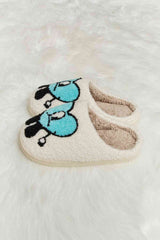 Melody Love Heart Print Plush Slippers