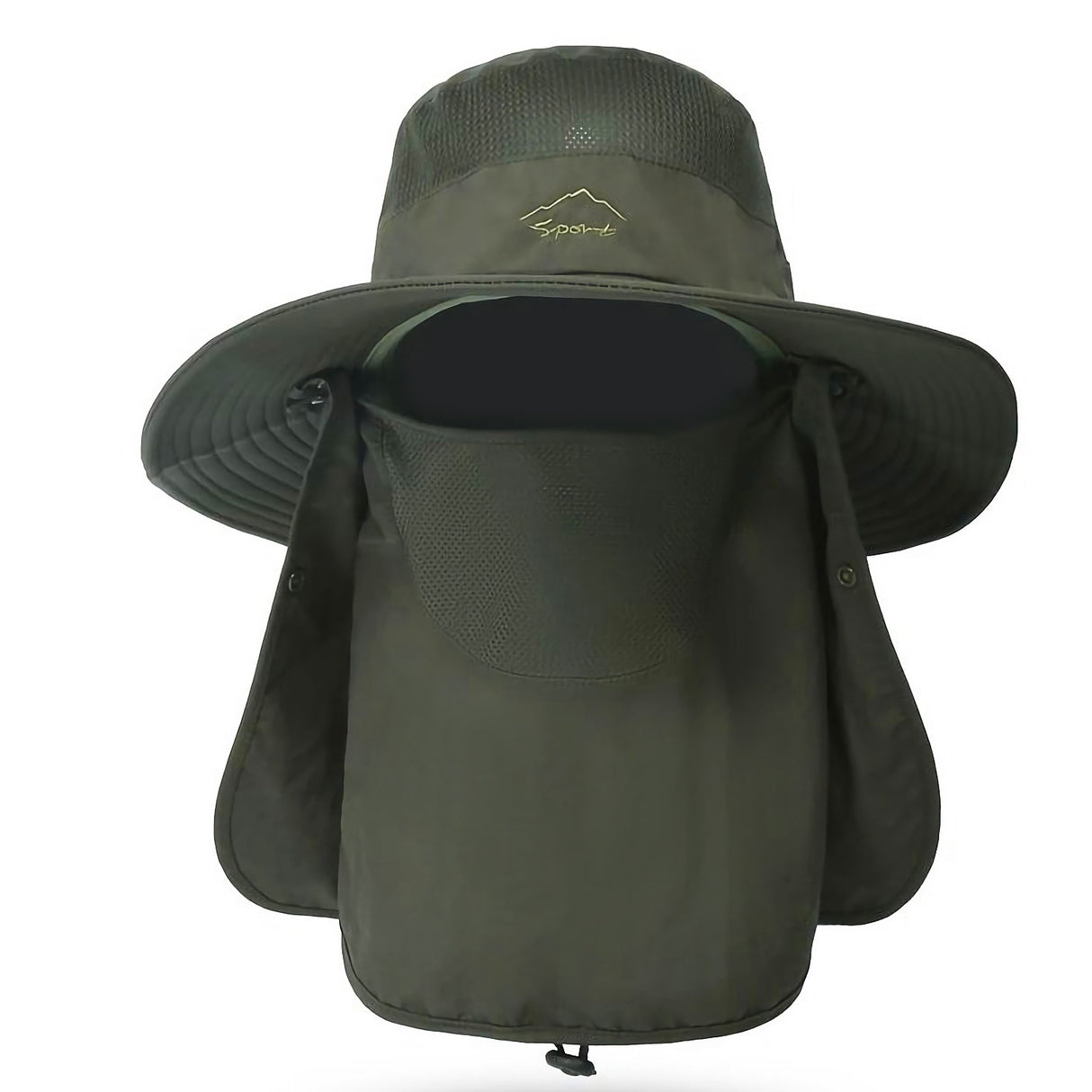 Fishing Bucket Hat Wide Brim Breathable Unisex Hat Sunlight-proof Removable Neck Face Fishing Cap For Fishing Hiking Traveling - Green