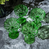 Flower Vintage Wavy Petals Wave Glass Coupes 7oz Colorful Cocktail, - Set of 4 - Rippled & Champagne Glasses, Prosecco, Martini, Mimosa, Cocktail Set, Bar Glassware Copyright & Patent Pending (Green) by The Wine Savant - Vysn