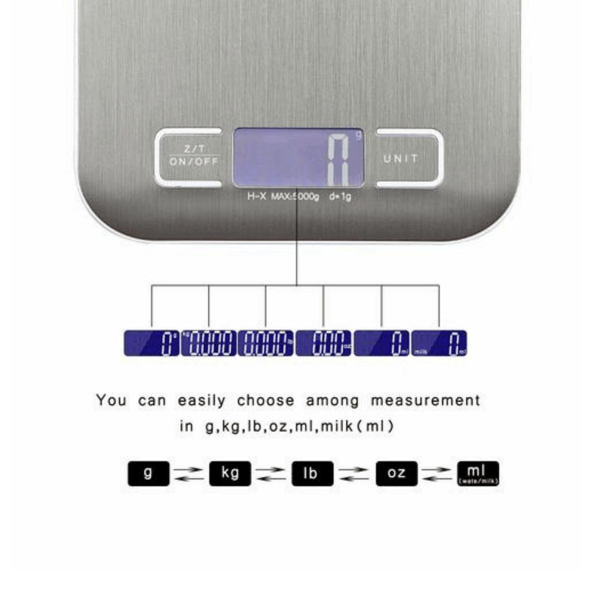 Food Digital Kitchen Weight Scale Grams & Ounces, Small, Backlit Stainless Steel by Plugsus Home Furniture - Vysn