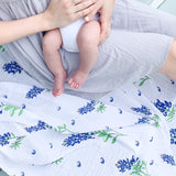 Gift Set: Bluebonnets Baby Muslin Swaddle Blanket and Burp Cloth/Bib Combo by Little Hometown - Vysn