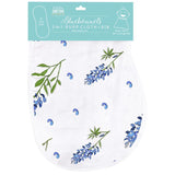 Gift Set: Bluebonnets Baby Muslin Swaddle Blanket and Burp Cloth/Bib Combo by Little Hometown - Vysn