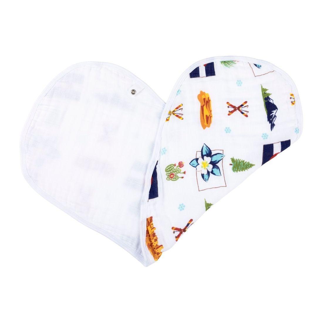 Gift Set: Colorado Baby Muslin Swaddle Blanket and Burp Cloth/Bib Combo by Little Hometown - Vysn