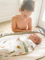 Gift Set: Los Angeles Baby Muslin Swaddle Blanket and Burp Cloth/Bib Combo by Little Hometown - Vysn