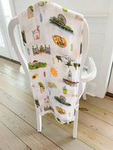 Gift Set: Los Angeles Baby Muslin Swaddle Blanket and Burp Cloth/Bib Combo by Little Hometown - Vysn