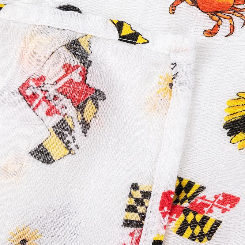 Gift Set: Maryland Baby Muslin Swaddle Blanket and Burp Cloth/Bib Combo by Little Hometown - Vysn