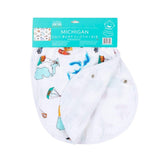 Gift Set: Michigan Baby Muslin Swaddle Blanket and Burp Cloth/Bib Combo by Little Hometown - Vysn