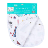 Gift Set: New Jersey Baby Muslin Swaddle Blanket and Burp Cloth/Bib Combo by Little Hometown - Vysn