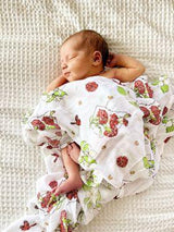 Gift Set: Ohio Baby Muslin Swaddle Receiving Blanket (Floral) and Burp/Bib Combo by Little Hometown - Vysn