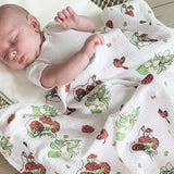 Gift Set: Ohio Baby Muslin Swaddle Receiving Blanket (Floral) and Burp/Bib Combo by Little Hometown - Vysn