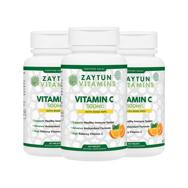 Halal Vitamin C 500mg Tablets (3-Pack) by Zaytun Vitamins - Vysn