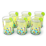 Hand Blown Mexican Drinking Glasses – Set of 6 Confetti Rock Design Glasses by The Wine Savant (Climbing Confetti) by The Wine Savant - Vysn