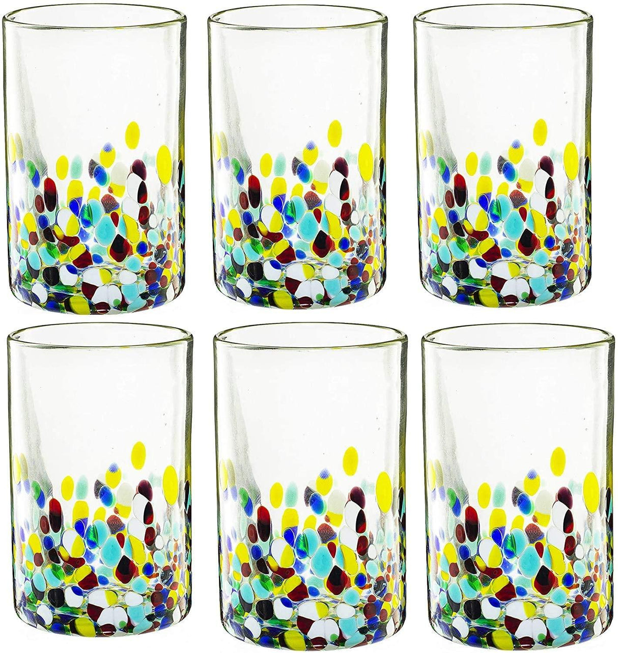 Hand Blown Mexican Drinking Glasses – Set of 6 Confetti Rock Design Glasses by The Wine Savant (Climbing Confetti) by The Wine Savant - Vysn