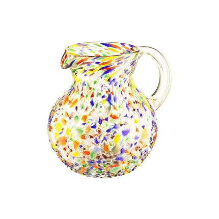 Hand Blown Mexican Glass Pitcher – Confetti Rock Design 70 Ounces - Colorful Beverage Pitcher for Homemade Juice & Iced Tea Cinco De Mayo by The Wine Savant, Blown Glass Pitcher by The Wine Savant - Vysn