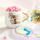 Happy Vibes Mug & Coaster Lid in Groovy Tie-Dye by The Bullish Store - Vysn